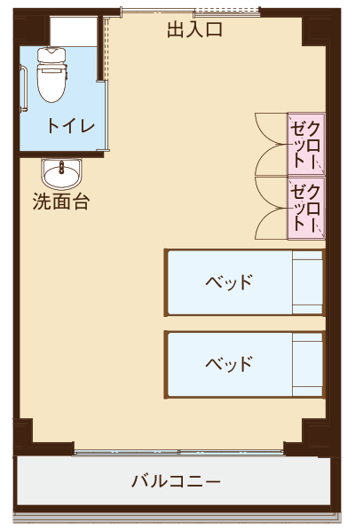 2人部屋間取り